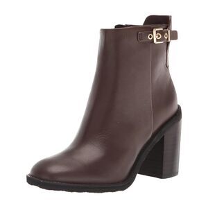 FRANCO SARTO Women's Brown Rivet Round Toe Block Heel Leather Boots Booties 11 M